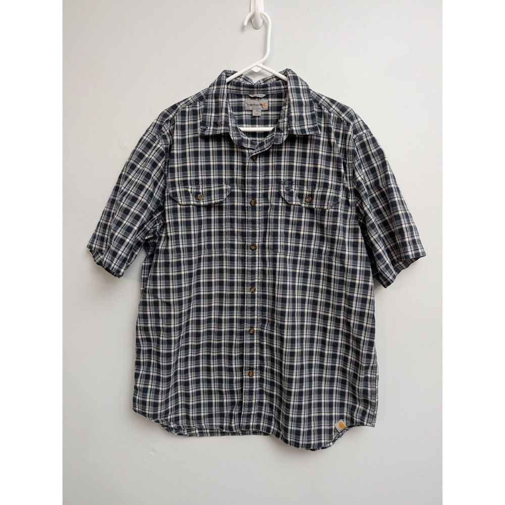Z8 Carhartt‎ Plaid Short Sleeve Shirt Men's Size XL Relaxed Fit 100% Cotton